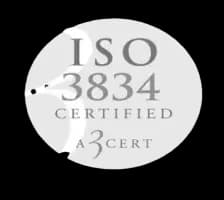 ISOCERT-certifieringslogotyp 3834 A3 cert